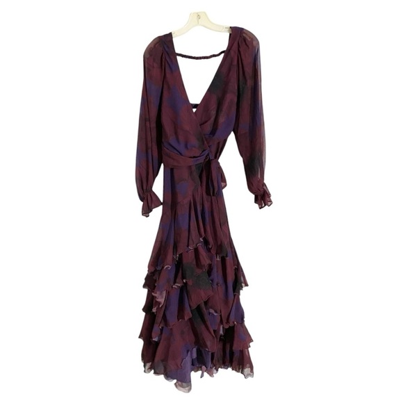Hutch Kya Wrap Dress Long Sleeve in Purple Floral Chiffon Size Small - Picture 6 of 13